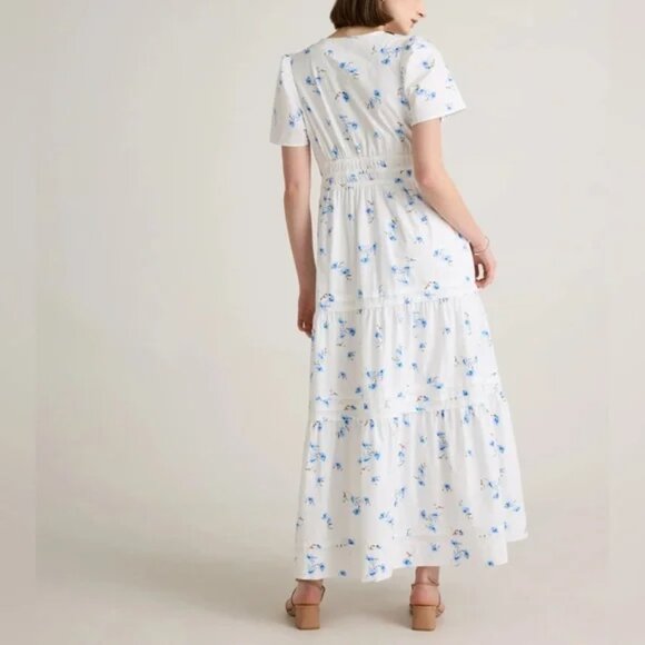 Quince Poplin Tiered Maxi Dress Romantic Stems Organic Cotton Sz S NWT B43 - Picture 2 of 15